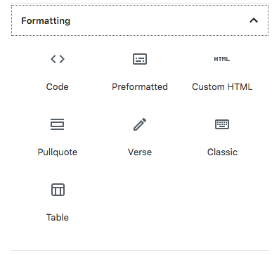 Gutenberg editor formatting