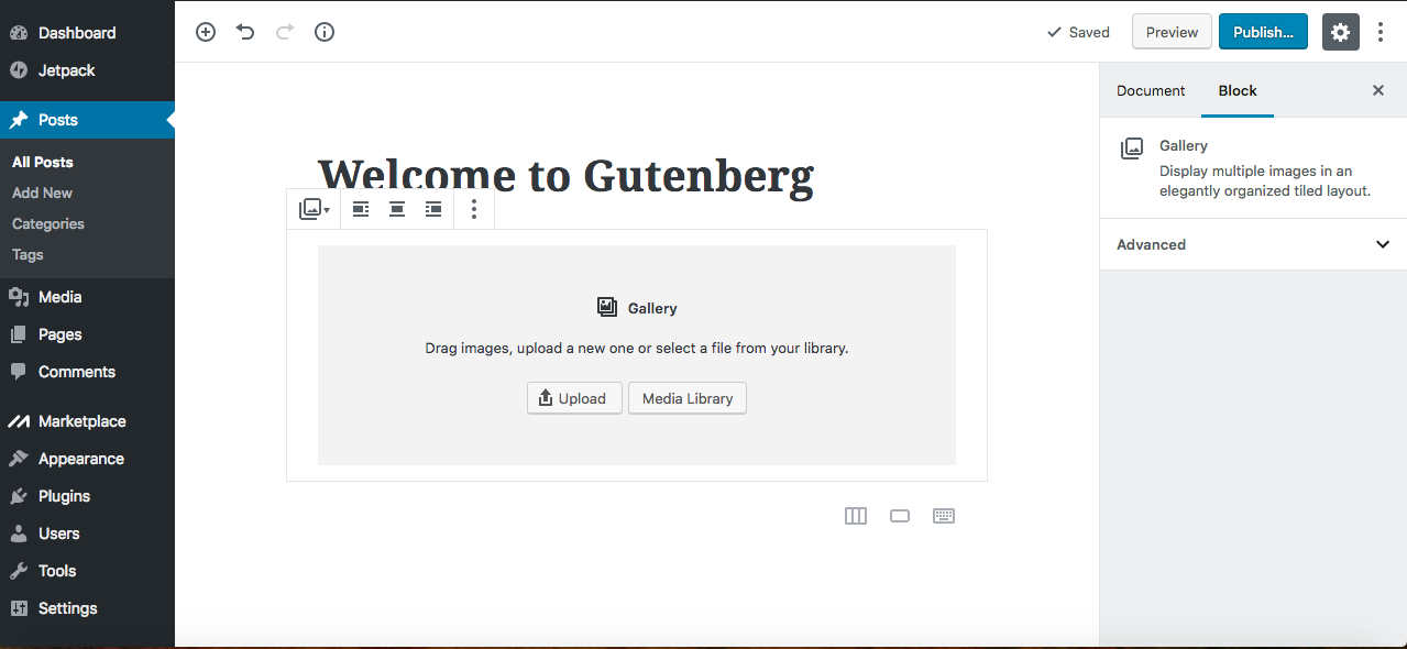 Gutenberg editor images