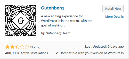 Gutenberg Plugin Install Now