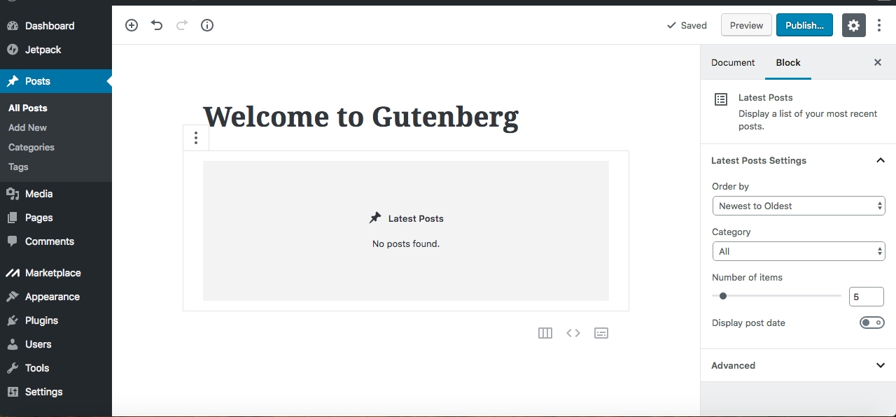 Gutenberg Latest Posts