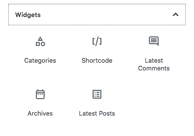 Gutenberg Editor widgets
